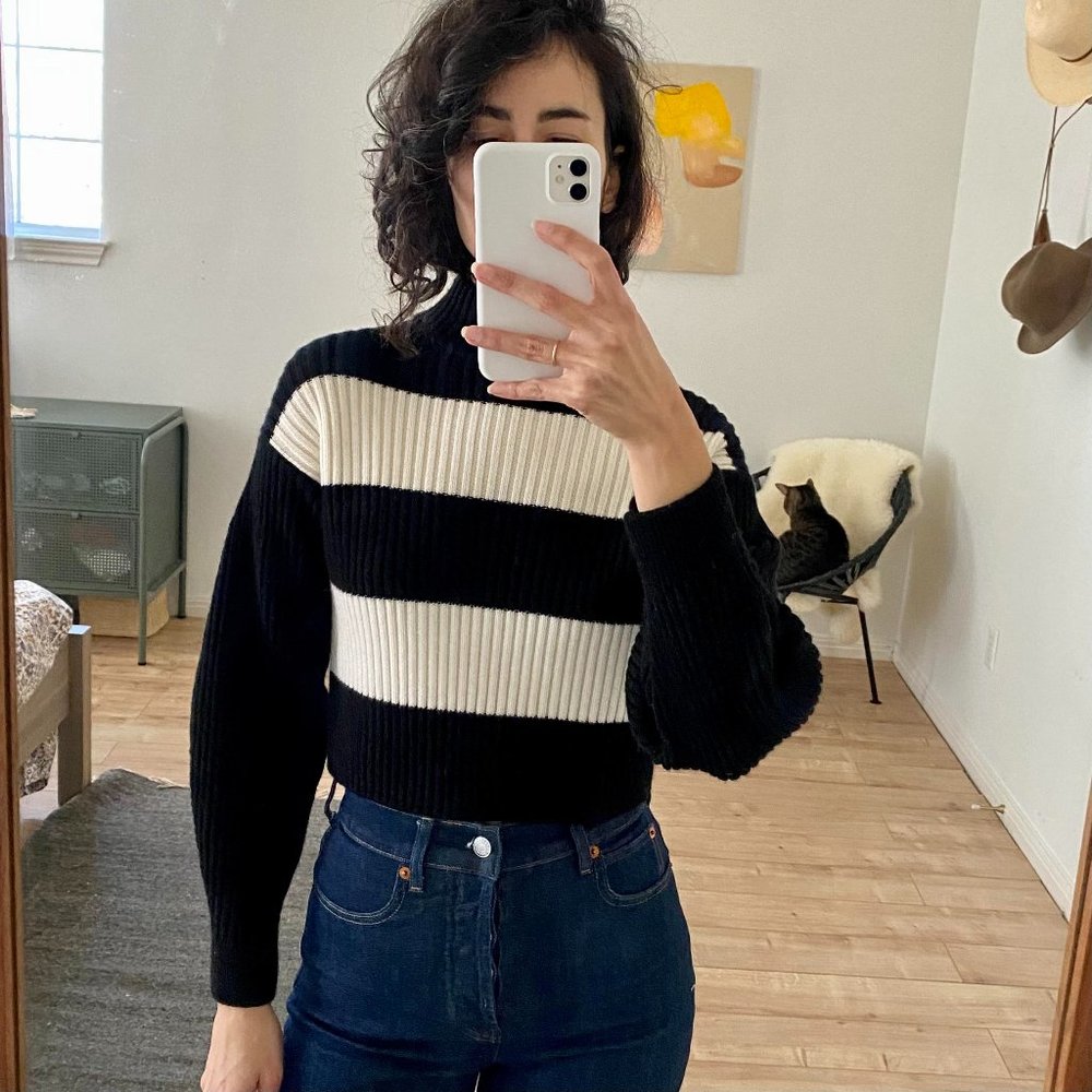 Tibi mock neck cropped sweater